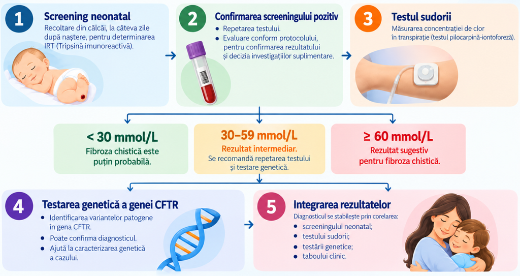 Algoritmul de diagnostic al fibrozei chistice: de la screeningul neonatal la testarea genetică a genei CFTR