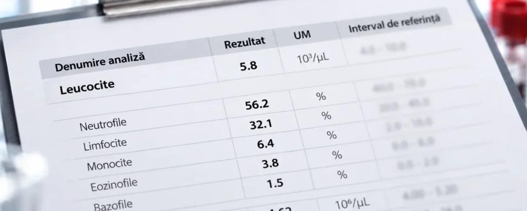 Buletin de analize cu valorile leucocitelor și formula leucocitară